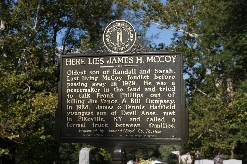 Here Lies James H. McCoy side of marker image. Click for full size.