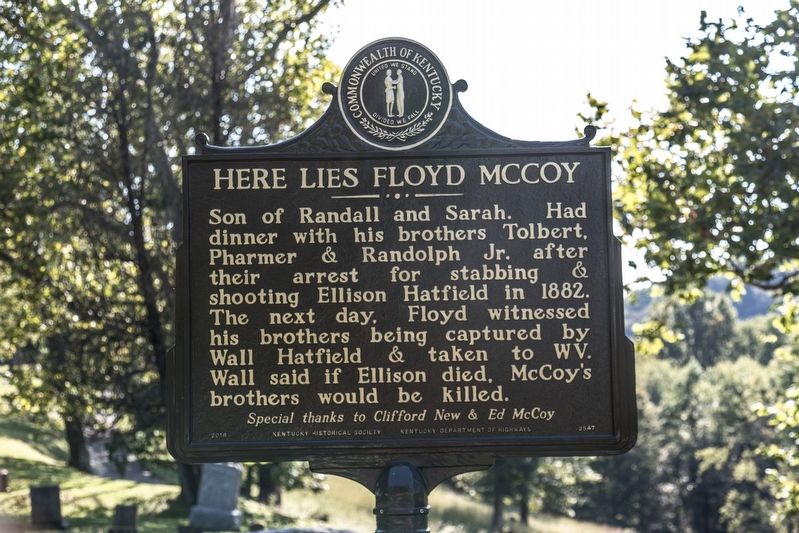 Here Lies Floyd McCoy side of marker image. Click for full size.