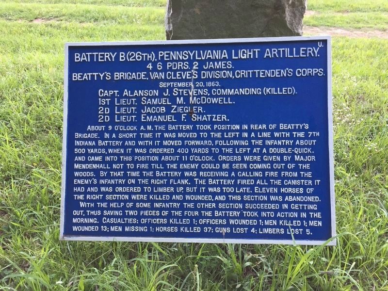 Battery B, 26th Pennsylvania Marker image. Click for full size.