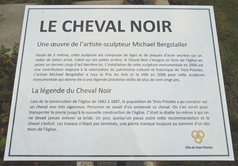 Le Cheval Noir / The Black Horse Marker image. Click for full size.
