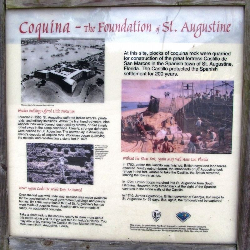 Coquina - Foundation of St. Augustine Marker image. Click for full size.