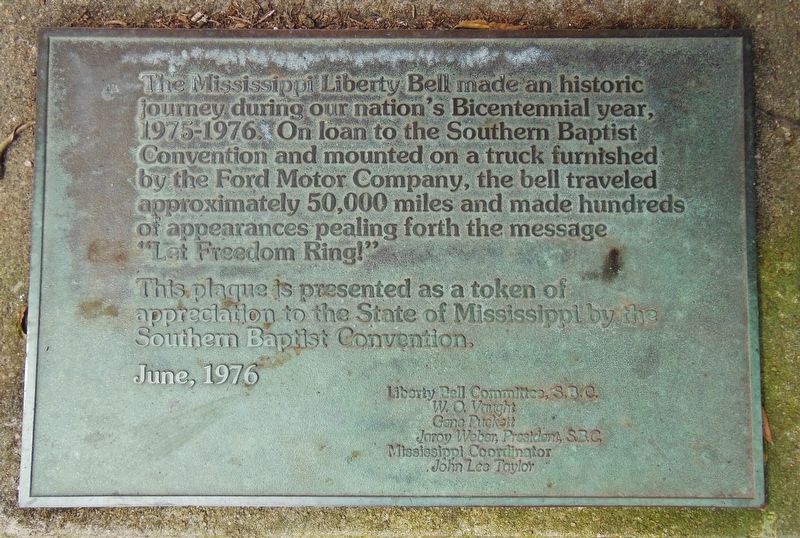 The Mississippi Liberty Bell Marker image. Click for full size.
