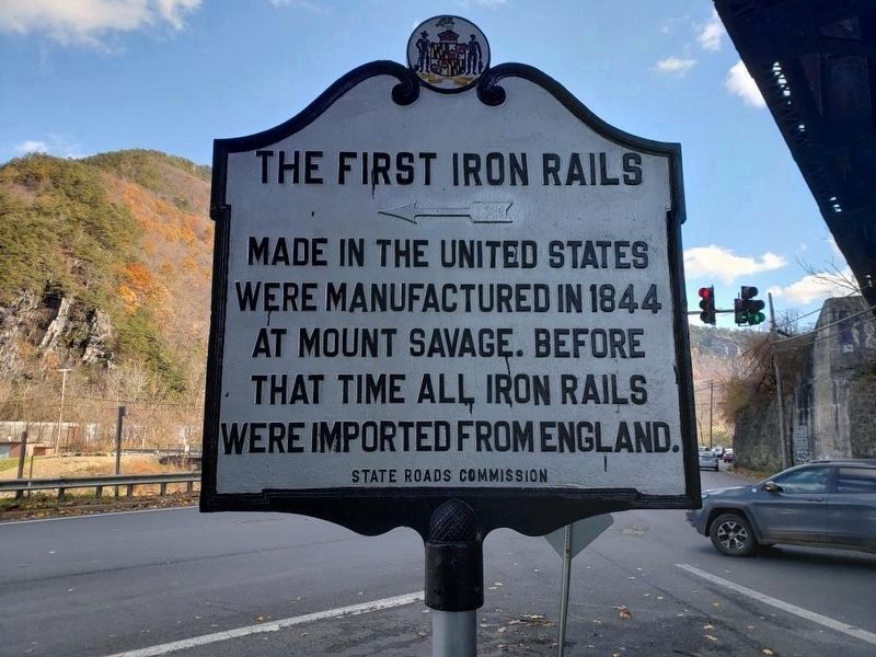 The First Iron Rails Marker image. Click for full size.