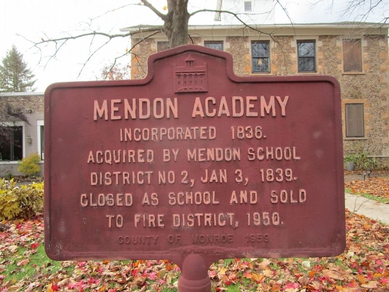 Mendon Academy Marker image. Click for full size.