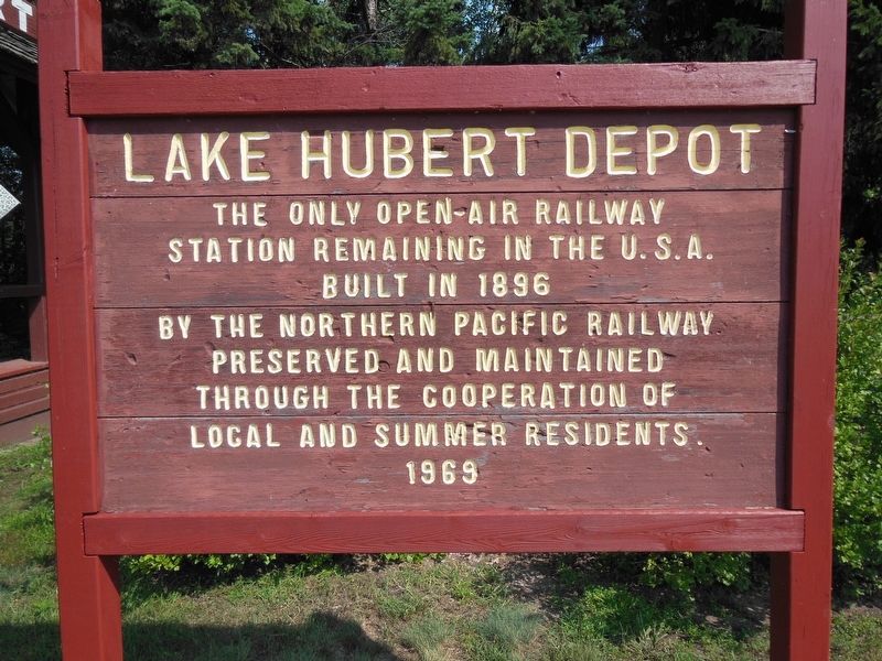 Lake Hubert Depot Marker image. Click for full size.