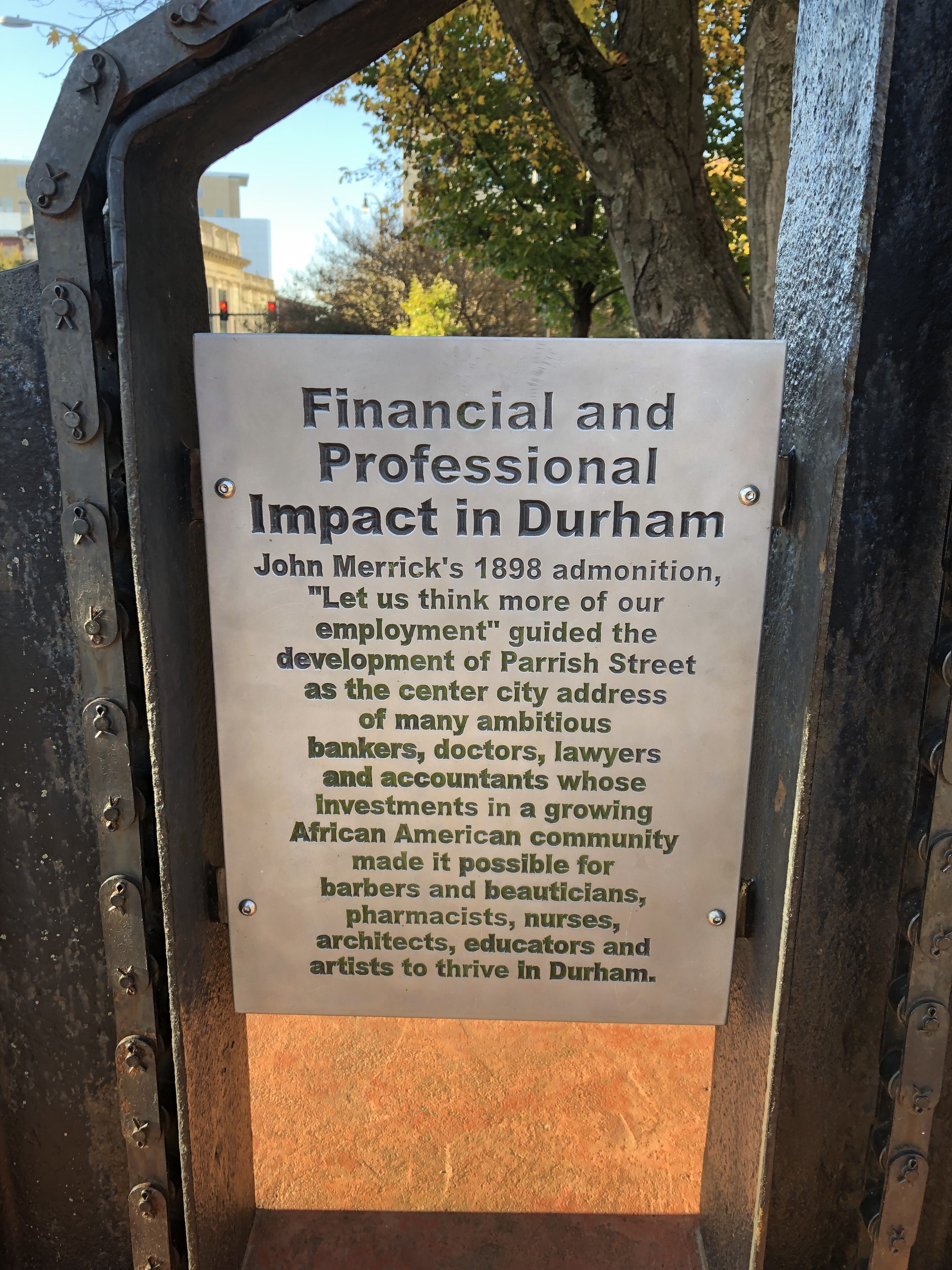 Financial and Professional Impact in Durham Marker