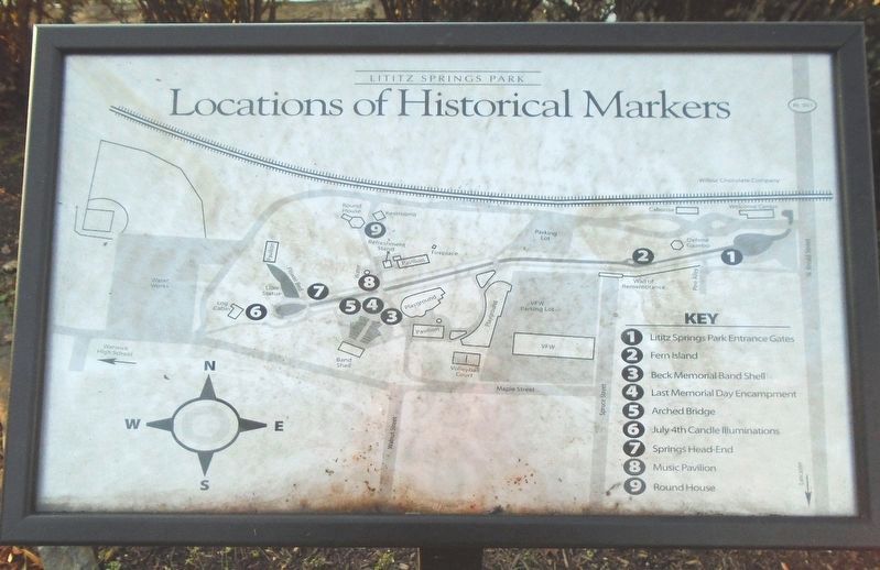 Lititz Springs Park Historical Marker Locations Marker image. Click for full size.