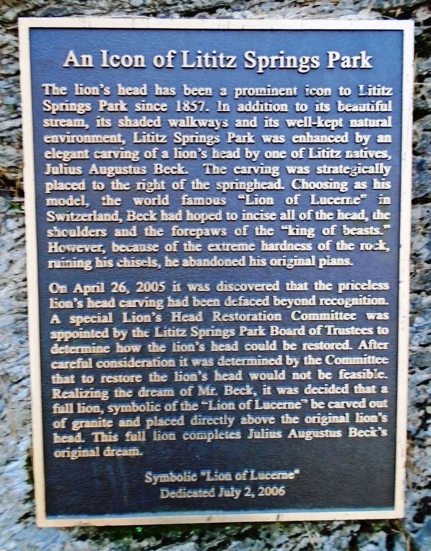 An Icon of Lititz Springs Park Marker image. Click for full size.