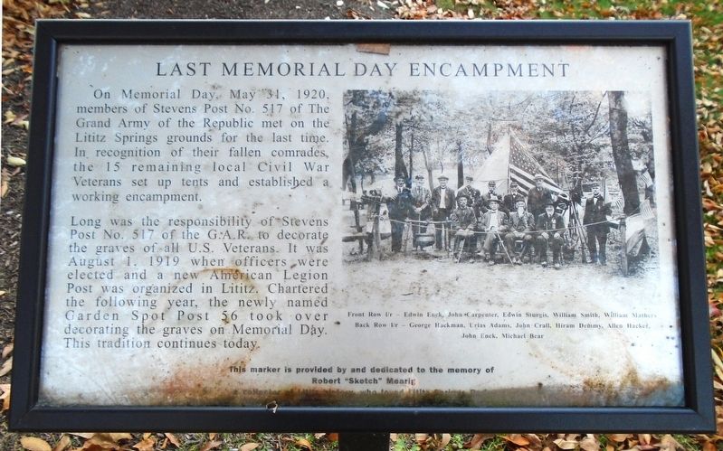 Last Memorial Day Encampment Marker image. Click for full size.