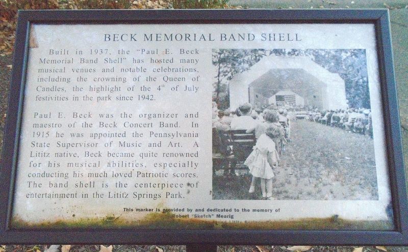 Beck Memorial Band Shell Marker image. Click for full size.
