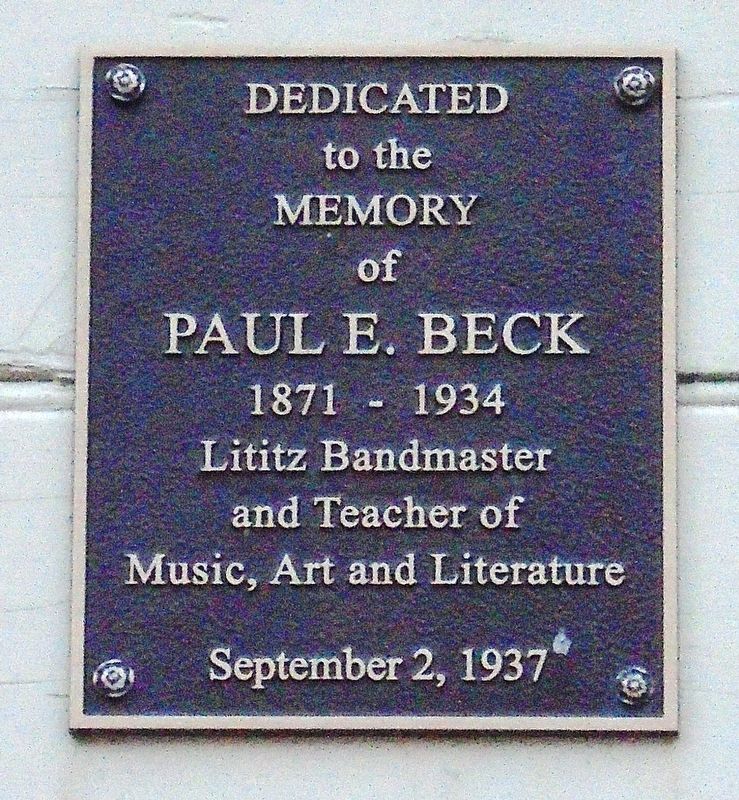 Paul E. Beck Memorial Band Shell Dedication Marker image. Click for full size.
