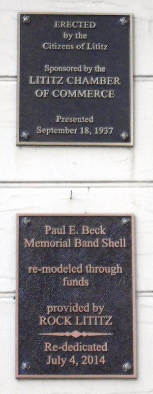 Paul E. Beck Memorial Band Shell Markers image. Click for full size.