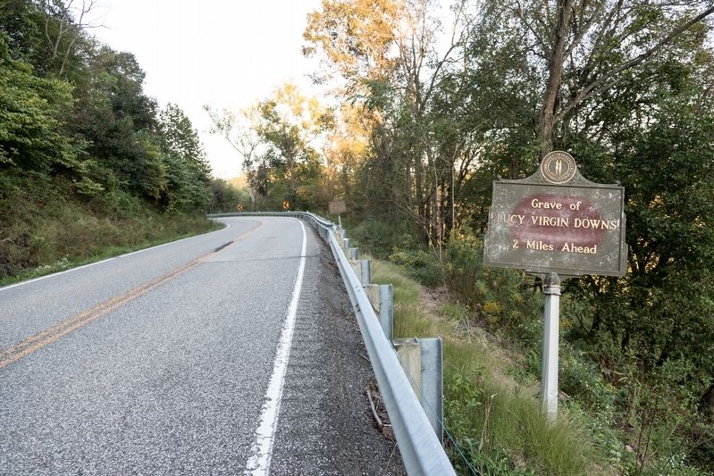 Grave of Lucy Virgin Downs Ahead Marker image. Click for full size.