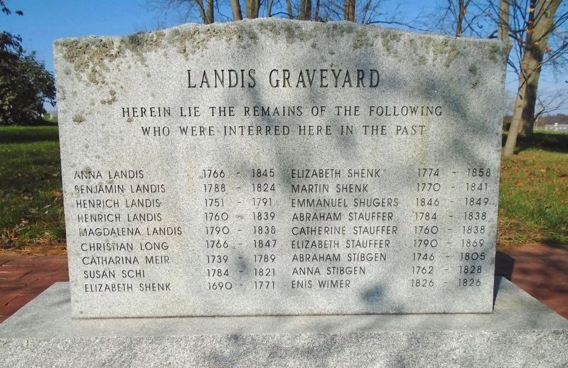 Landis Graveyard Monument (back) image. Click for full size.