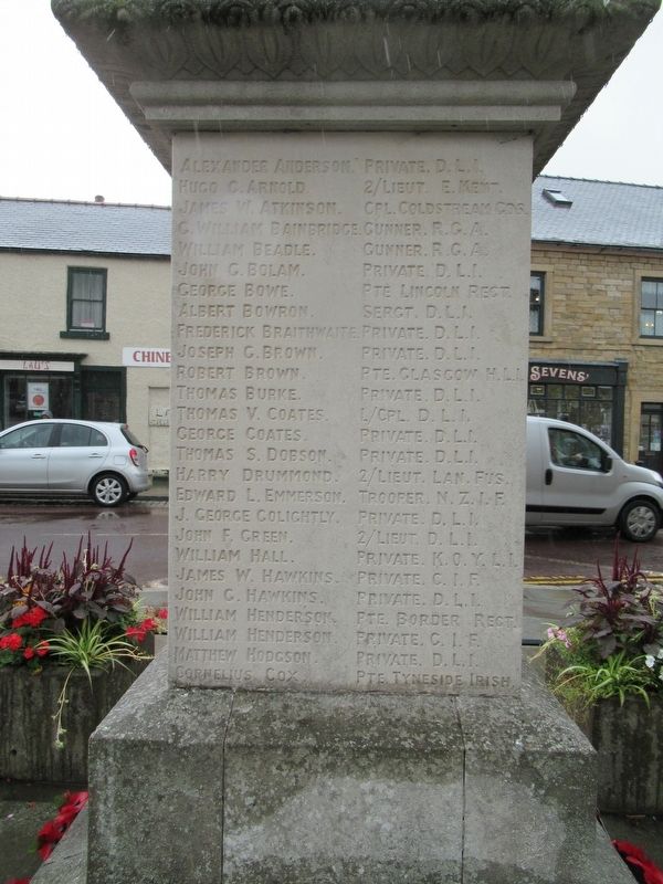 Wolsingham War Memorial. Click for full size. Wolsingham War Memorial image. Click for full size.