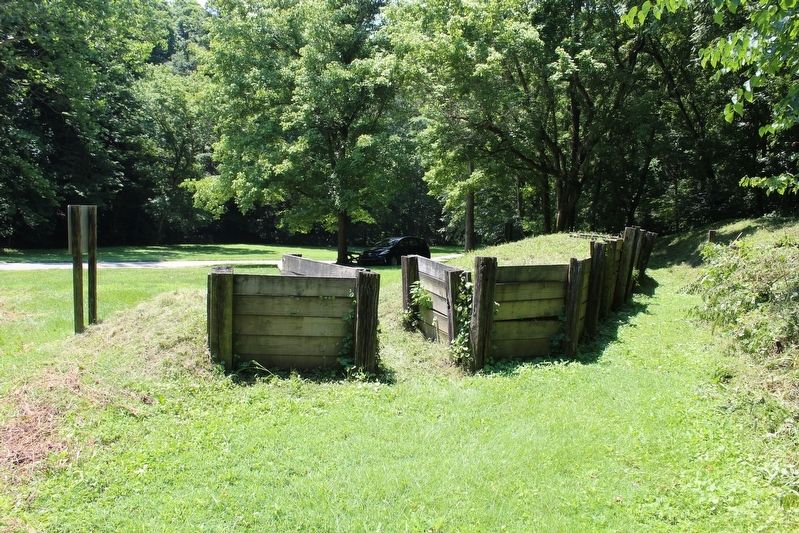 Replica of Earthen Wall Cannon Emplacement. Click for full size. Replica of Earthen Wall Cannon Emplacement image. Click for full size.
