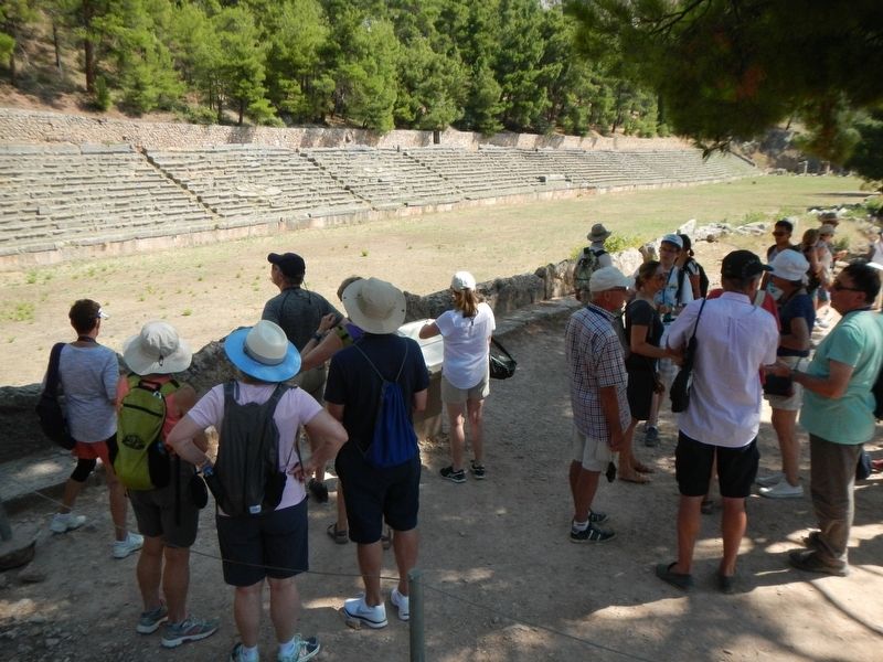 The Stadium of Delphi Marker, somewhere in the crowd image. Click for full size.
