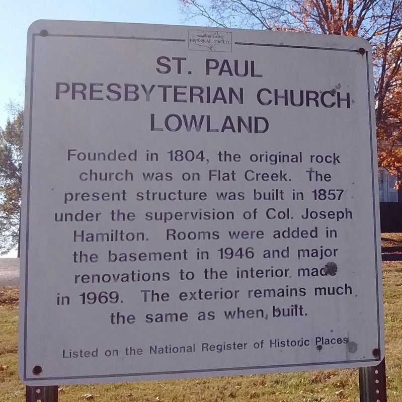 St. Paul Presbyterian Church Lowland Marker image. Click for full size.