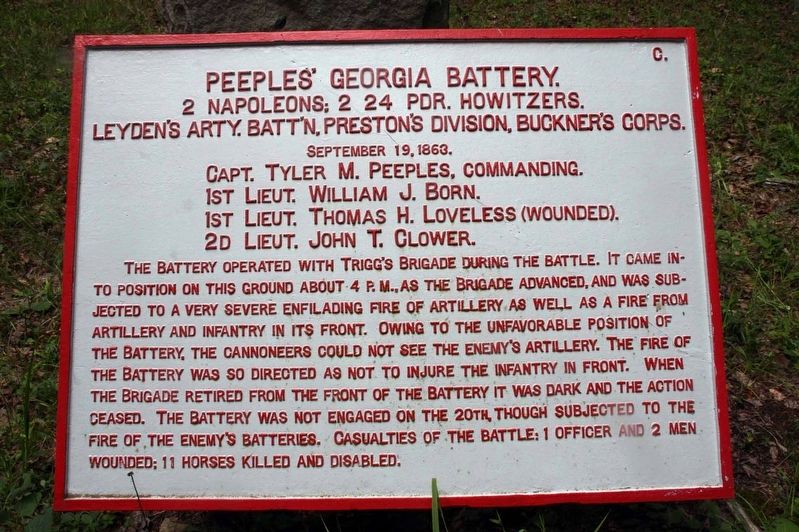 Peeples' Georgia Battery Marker image. Click for full size.