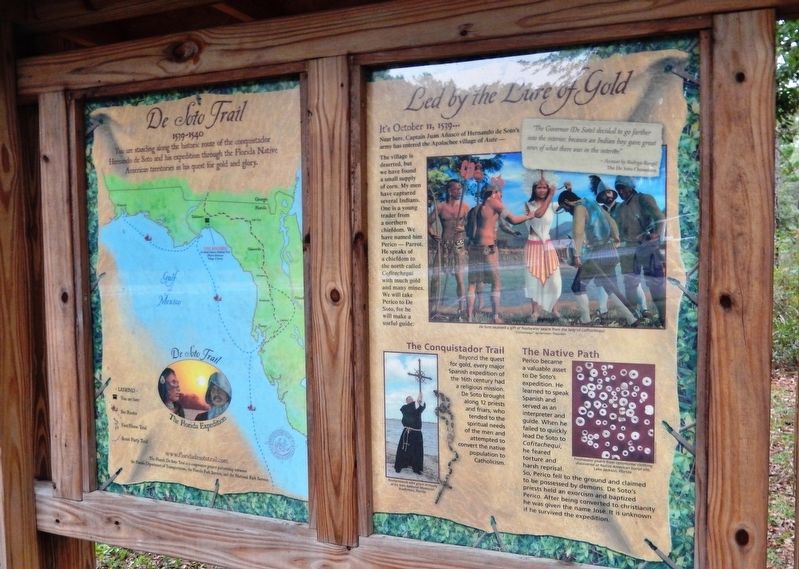 Led by the Lure of Gold Marker Kiosk (<i>marker panel is on right side of kiosk; map is on left</i>). Click for full size. Led by the Lure of Gold Marker Kiosk (<i>marker panel is on right side of kiosk; map is on left</i>) image. Click for full size.