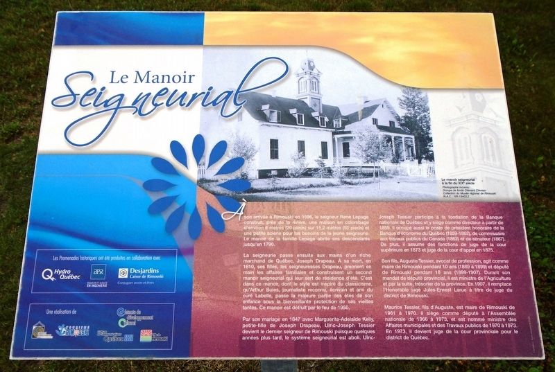 Le Manoir Seigneurial Marker. Click for full size. Le Manoir Seigneurial Marker image. Click for full size.