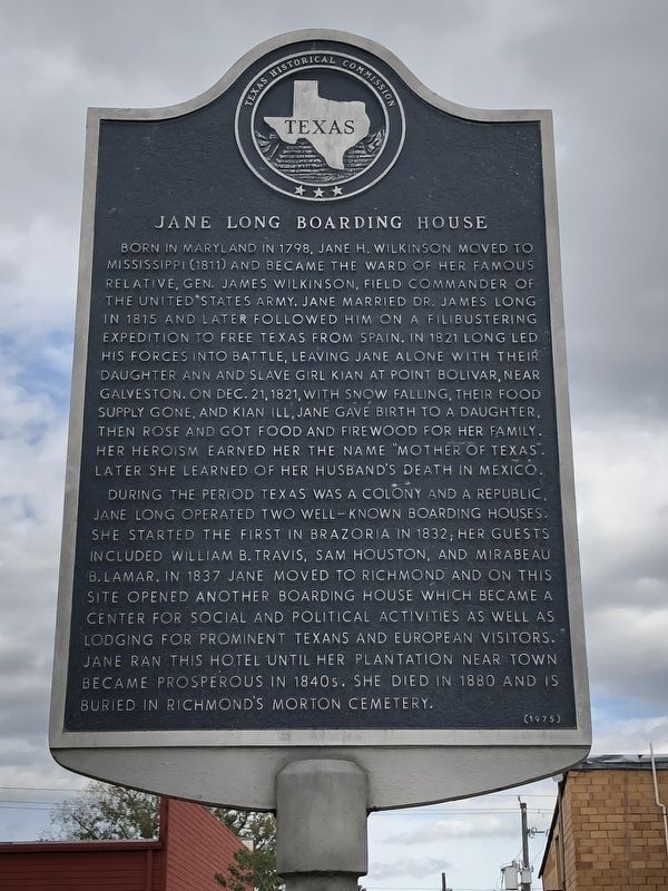 Jane Long Boarding House Marker image. Click for full size.