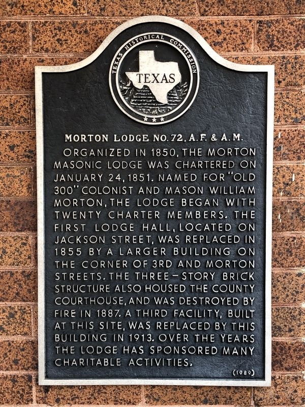 Morton Lodge No. 72, A. F. & A. M. Marker. Click for full size. Morton Lodge No. 72, A. F. & A. M. Marker image. Click for full size.
