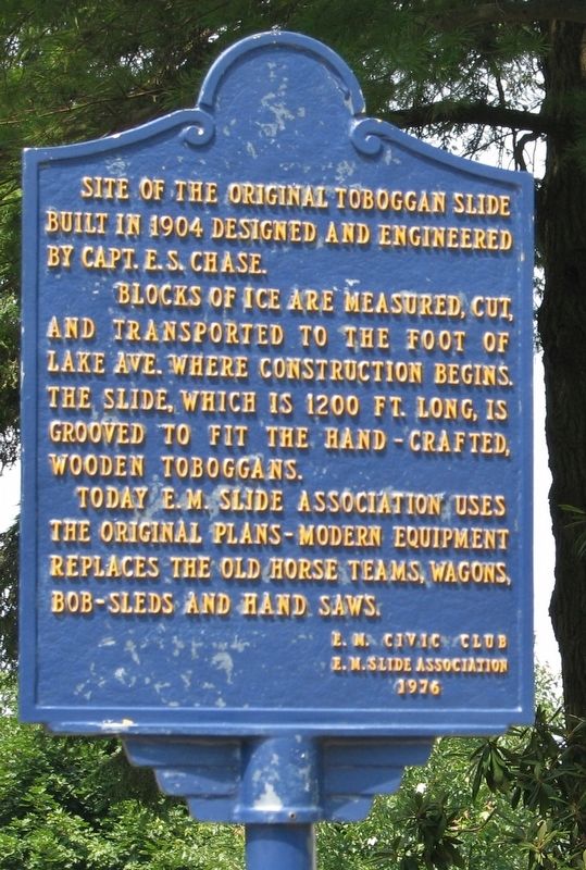 Site of the Original Toboggan Slide Marker. Click for full size. Site of the Original Toboggan Slide Marker image. Click for full size.