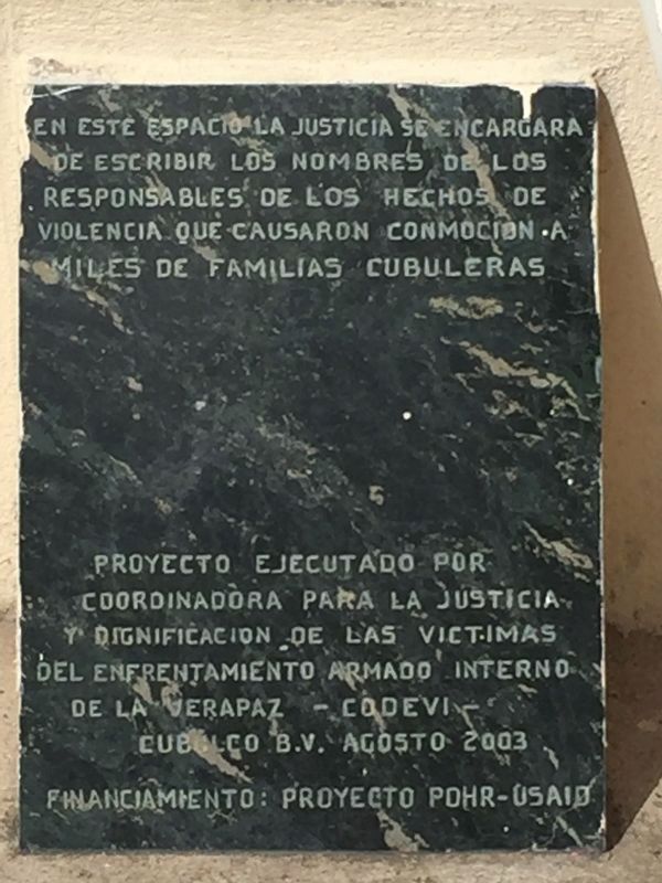 Memorial to the Victims of Guatemala's Armed Conﬂict in Cubulco Marker image. Click for full size.