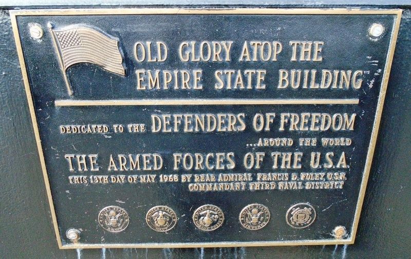 Old Glory Atop The Empire State Building Marker image. Click for full size.