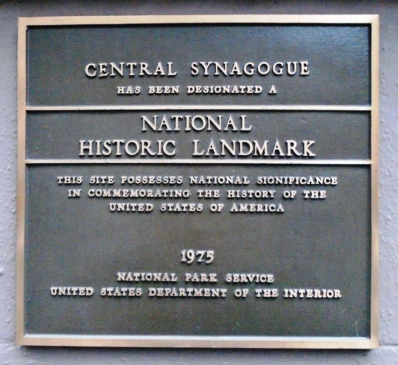 Central Synagogue NHL Marker image. Click for full size.