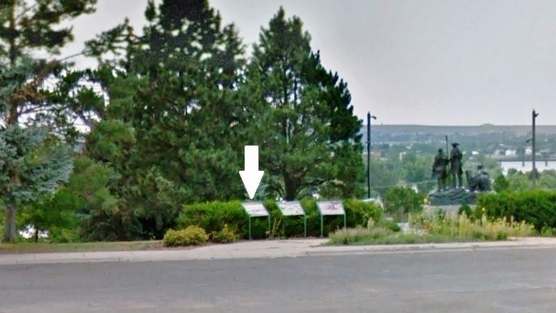 Commissary of the Plains Marker (<i>view from Broadwater Overlook parking lot; marker on left</i>). Click for full size. Commissary of the Plains Marker (<i>view from Broadwater Overlook parking lot; marker on left</i>) image. Click for full size.