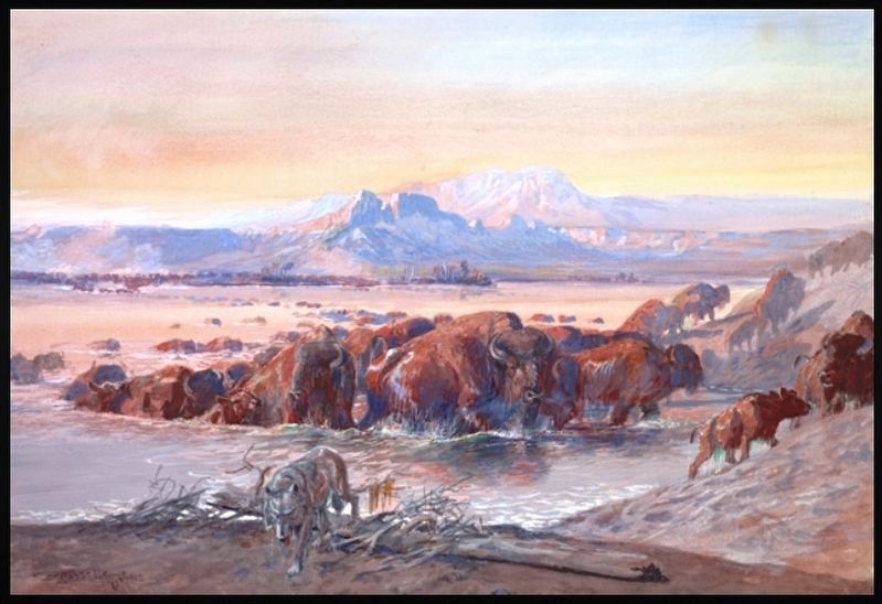 Marker detail: “Upper Missouri in 1840” by Charlie Russell. Click for full size. Marker detail: “Upper Missouri in 1840” by Charlie Russell image. Click for full size.