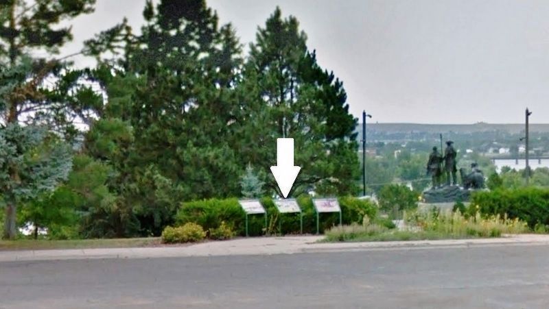 Obstacle or Opportunity Marker (<i>view from Broadwater Overlook parking lot; marker in center</i>). Click for full size. Obstacle or Opportunity Marker (<i>view from Broadwater Overlook parking lot; marker in center</i>) image. Click for full size.