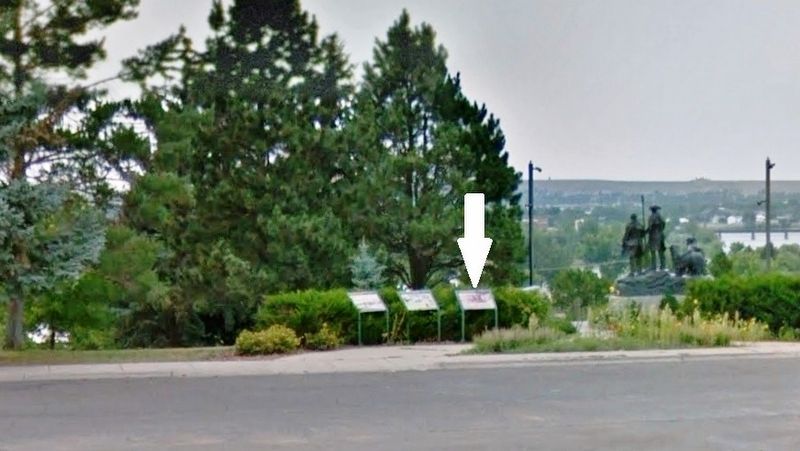 Portage Around Falls Marker (<i>view from Broadwater Overlook parking lot; marker on right</i>). Click for full size. Portage Around Falls Marker (<i>view from Broadwater Overlook parking lot; marker on right</i>) image. Click for full size.
