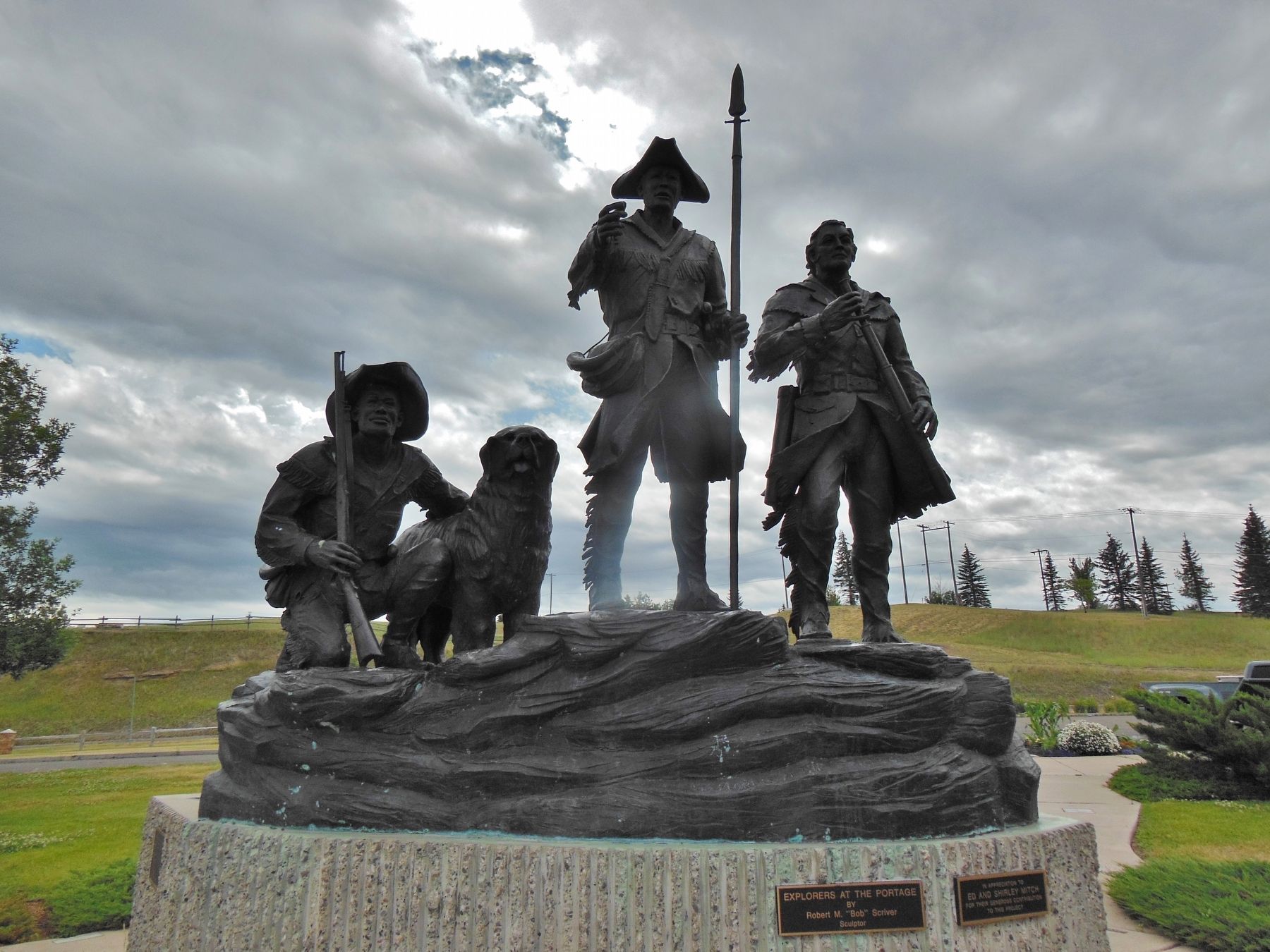"Explorers at the Portage" sculpture (<i>located near marker</i>) image. Click for full size.