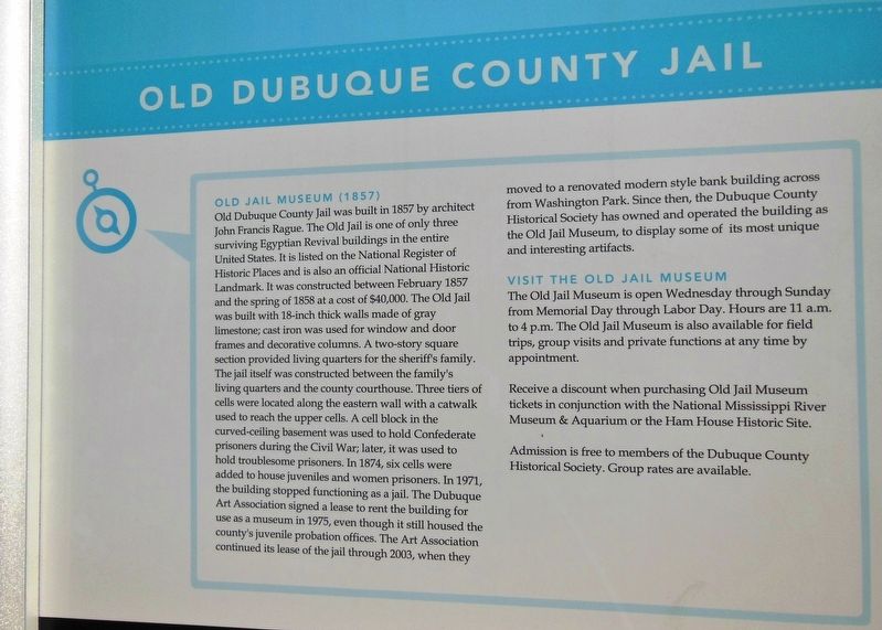 Old Dubuque County Jail Marker image. Click for full size.