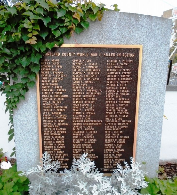 Cortland County World War II Honored Dead Marker image. Click for full size.