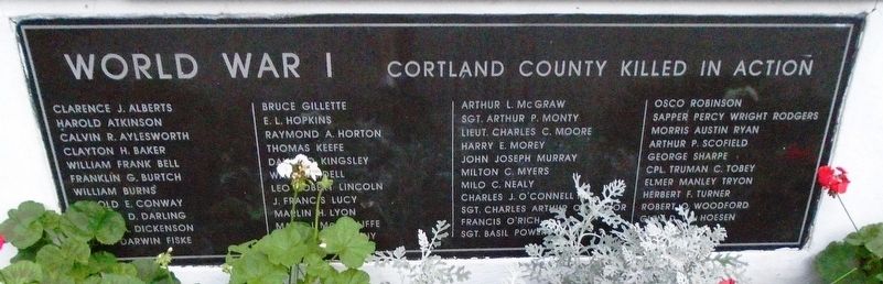 Cortland County World War I Honored Dead Marker image. Click for full size.