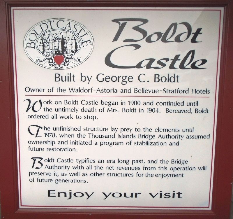 Boldt Castle Marker. Click for full size. Boldt Castle Marker image. Click for full size.