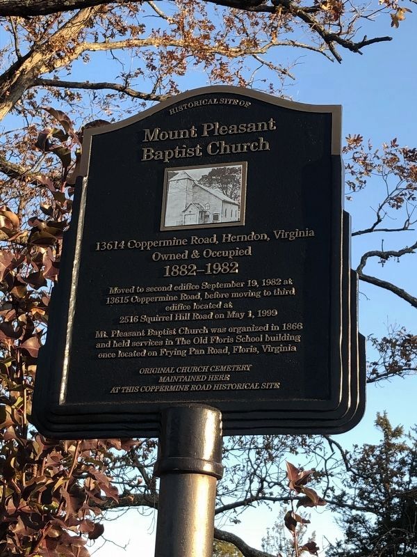 Historical Site of Mount Pleasant Baptist Church Marker image. Click for full size.