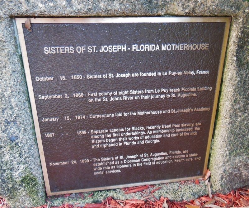 Sisters of St. Joseph - Florida Motherhouse Marker image. Click for full size.