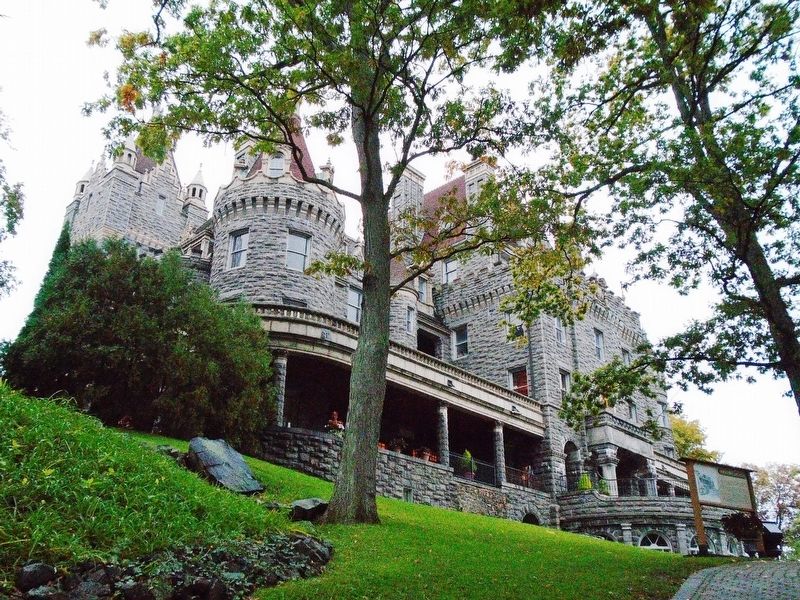 Grand Entrance Marker in front of Boldt Castle. Click for full size. Grand Entrance Marker in front of Boldt Castle image. Click for full size.