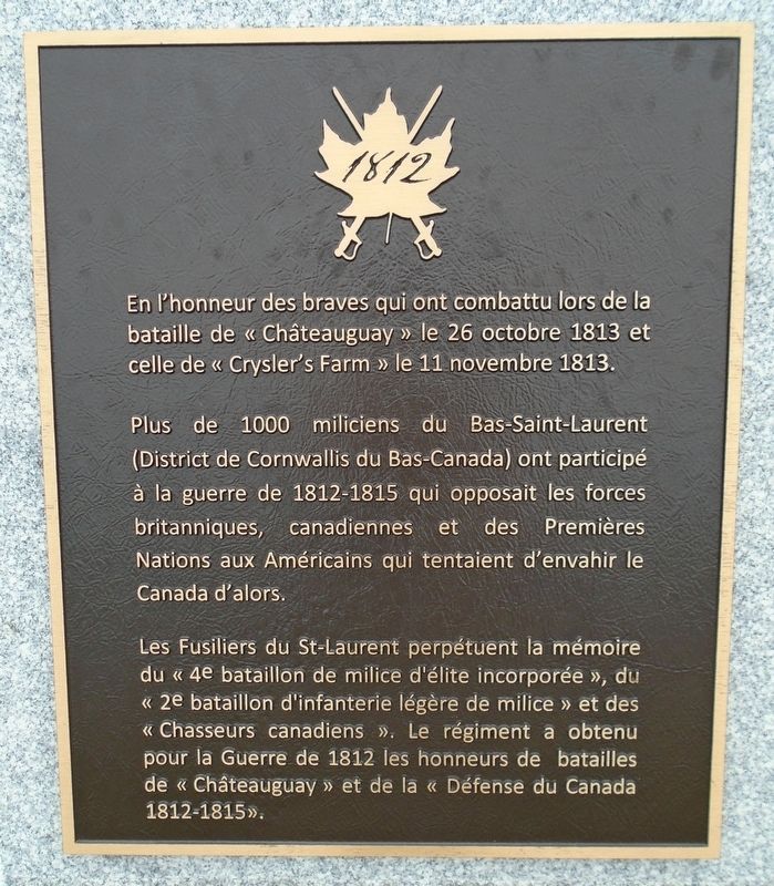 Défense du Canada / Defense of Canada Marker image. Click for full size.