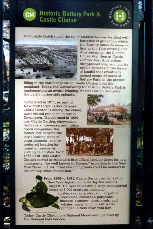 Historic Battery Park & Castle Clinton Marker. Click for full size. Historic Battery Park & Castle Clinton Marker image. Click for full size.