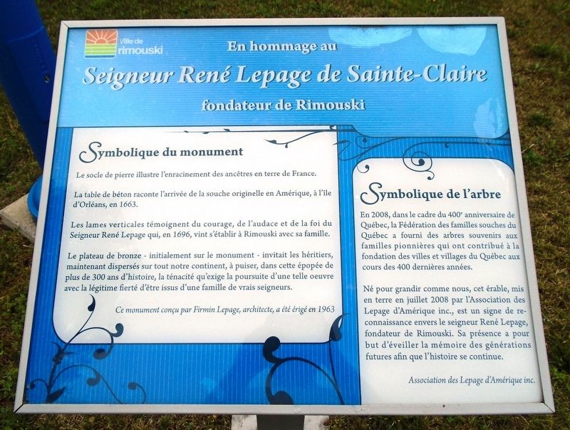 Seigneur Ren Lepage de Sainte-Claire Marker image. Click for full size.