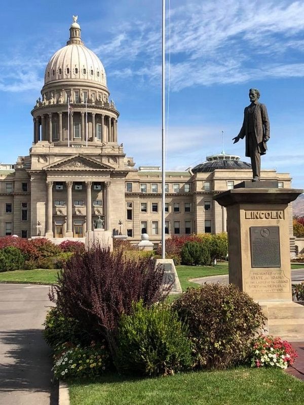 Abraham Lincoln and Idaho Marker. Click for full size. Abraham Lincoln and Idaho Marker image. Click for full size.