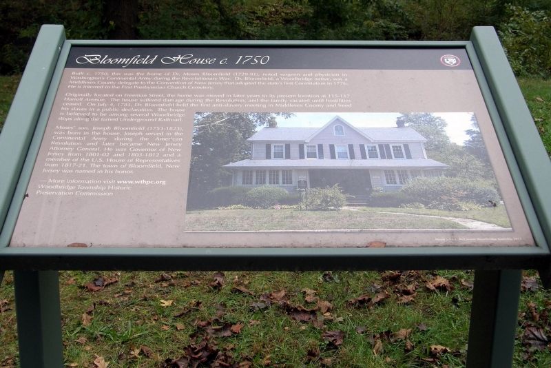 Bloomfield House C. 1750 Marker image. Click for full size.