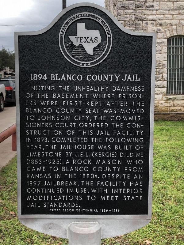1894 Blanco County Jail Marker image. Click for full size.