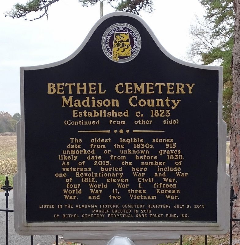 Bethel Cemetery Madison County Marker image. Click for full size.